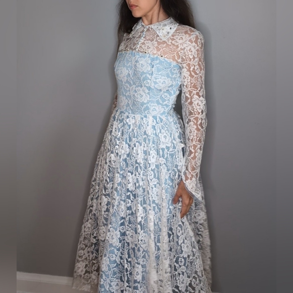 Vintage 1950's blue lace party dress (As-is)